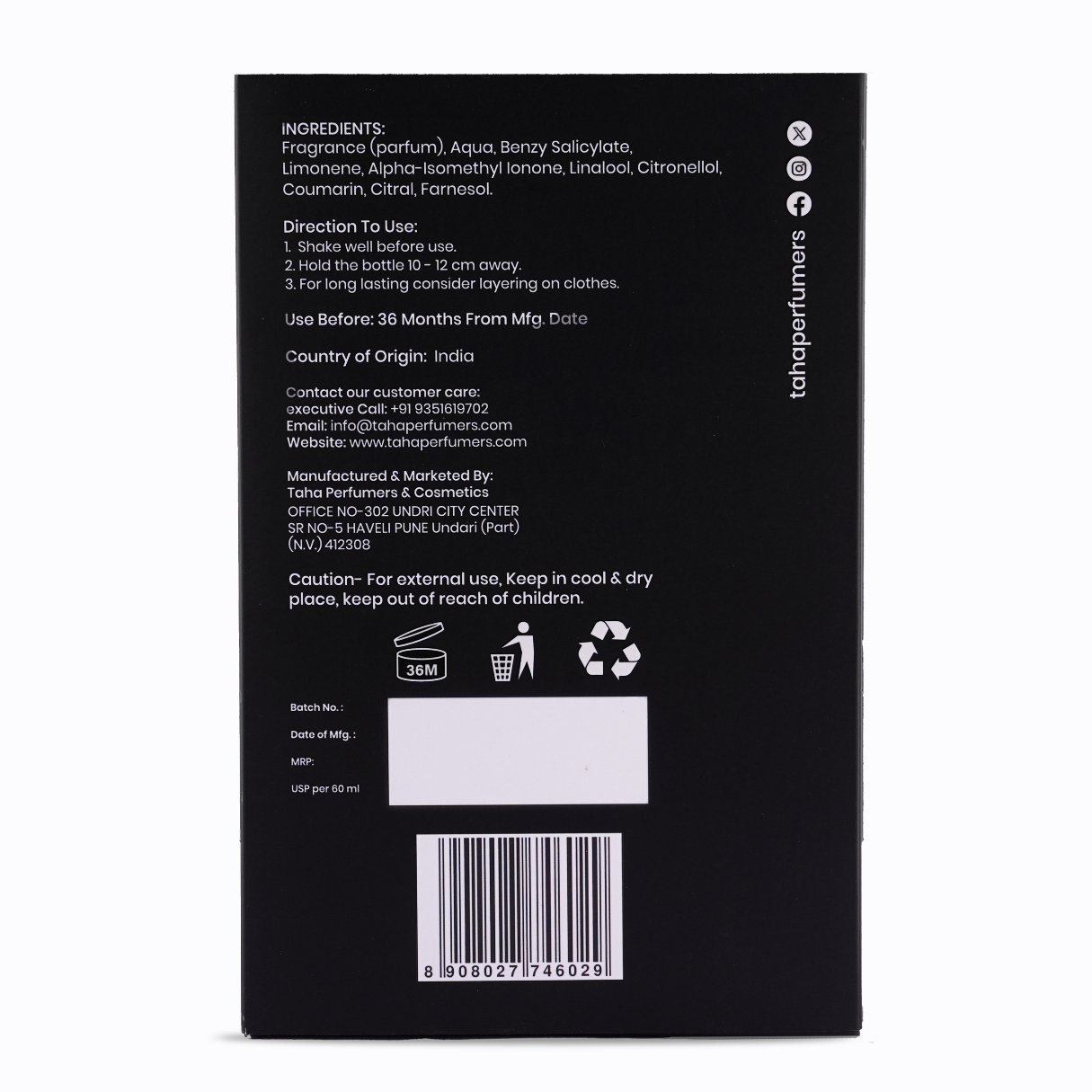 TAHA PERFUMERS INSTANTLY YOURS- 60ML