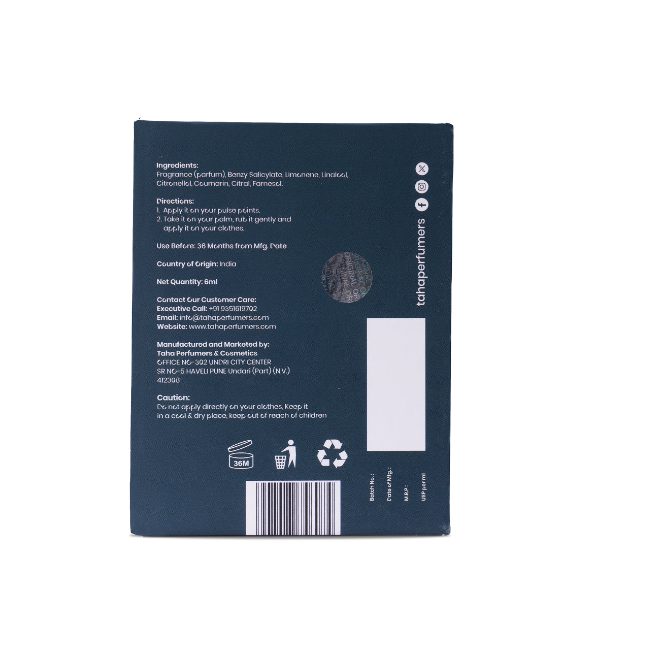 TAHA PERFUMERS MUSK TAHA- 6ML