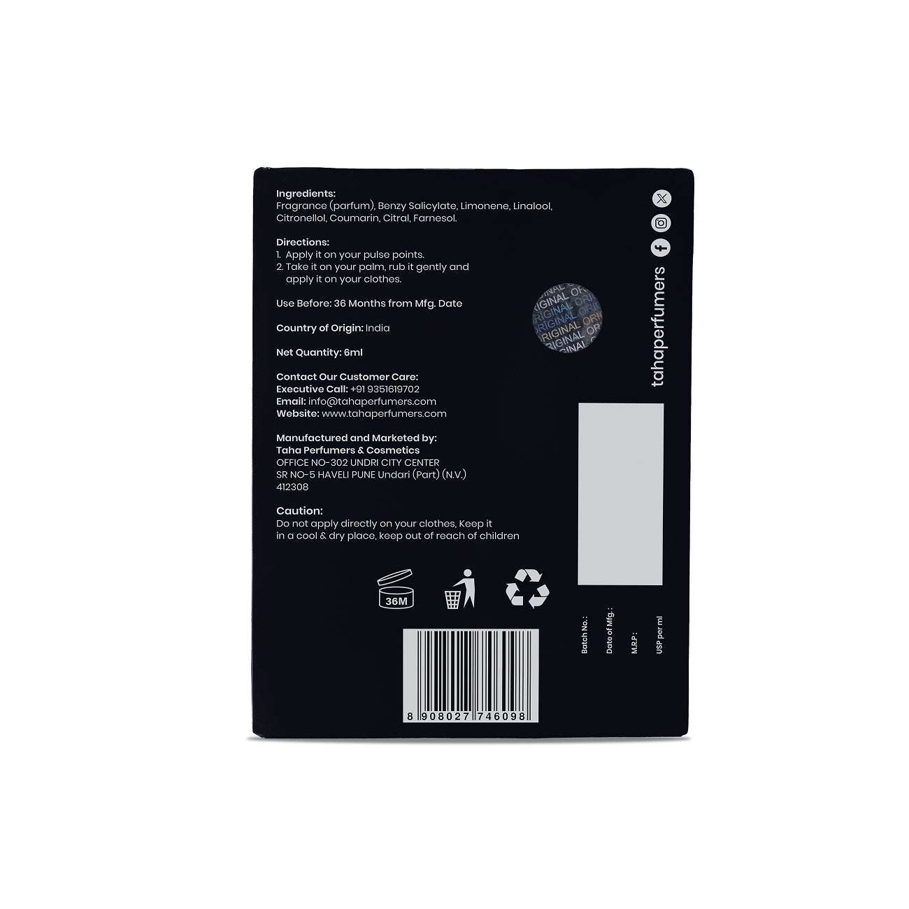 TAHA PERFUMERS MUSKY CHARM-6ML